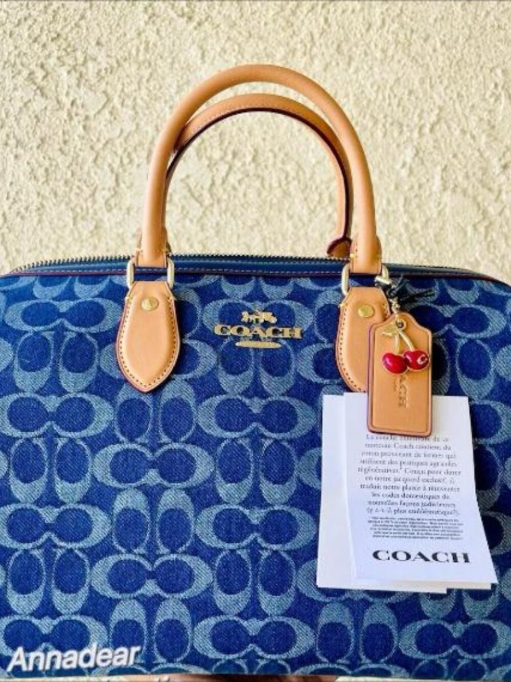 Coach Rowan Satchel Bag In Signature Denim Canvas NWT CY699 - Picture 2 of 6